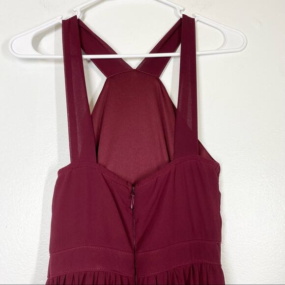 LULU’S Air of Romance Maxi Dress Bridesmaid Wedding Guest Burgundy Red Small - Picture 5 of 9